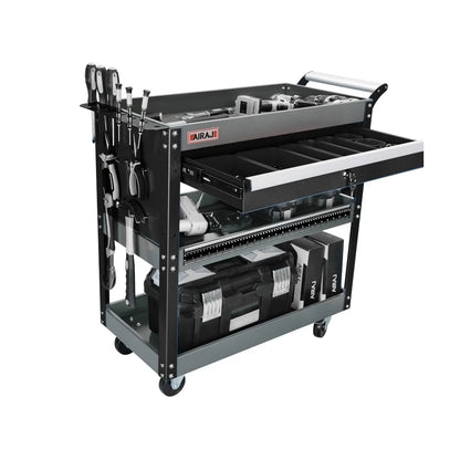 AIRAJ 3-Tier Rolling Tool Cart on Wheels - 440 lbs Capacity Storage for Garage & Warehouse, Available in Blue/Black/Red