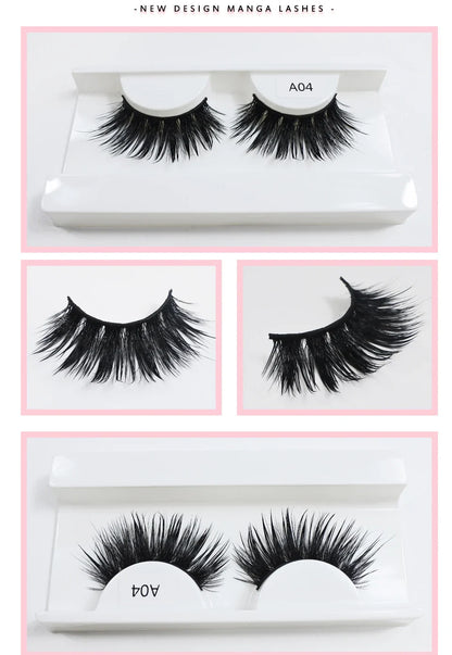 RED SIREN Wet Manga Lashes – Long, Thick Natural Fake Eyelashes for Korean Makeup Fashion