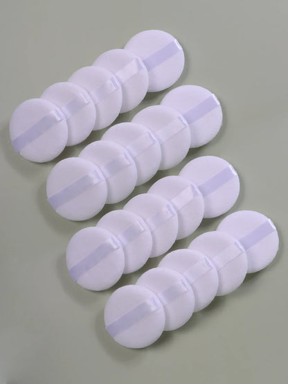 2/5/10/20PCS White Round Powder Puffs – Portable High-Grade Makeup Applicators for Base & Setting