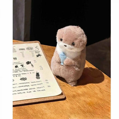 Cute Otter Hug Fish Plush Keychain – Adorable Pendant Doll Gift for Girls, Creative Heart Charm