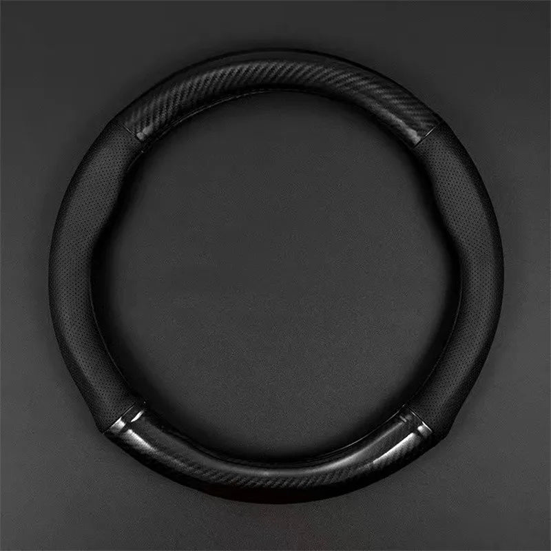 Universal Carbon Fiber Leather Steering Wheel Cover — 3D Anti-Slip, Stylish Car Accessory