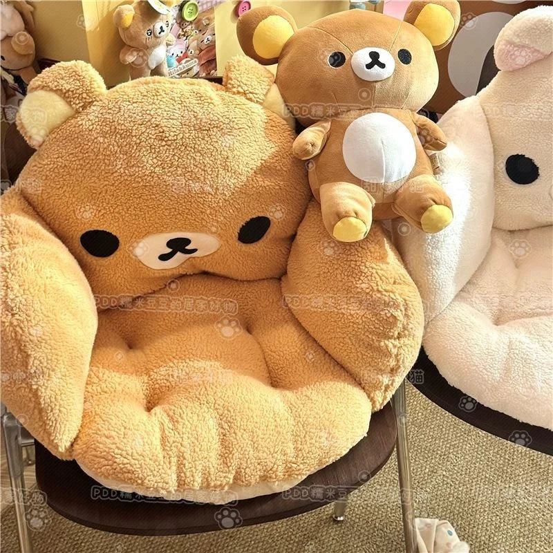2026 Rilakkuma Plush Seat Cushion - Thickened Winter Warm Chair Pad and Tatami Mat Comfort Cushion