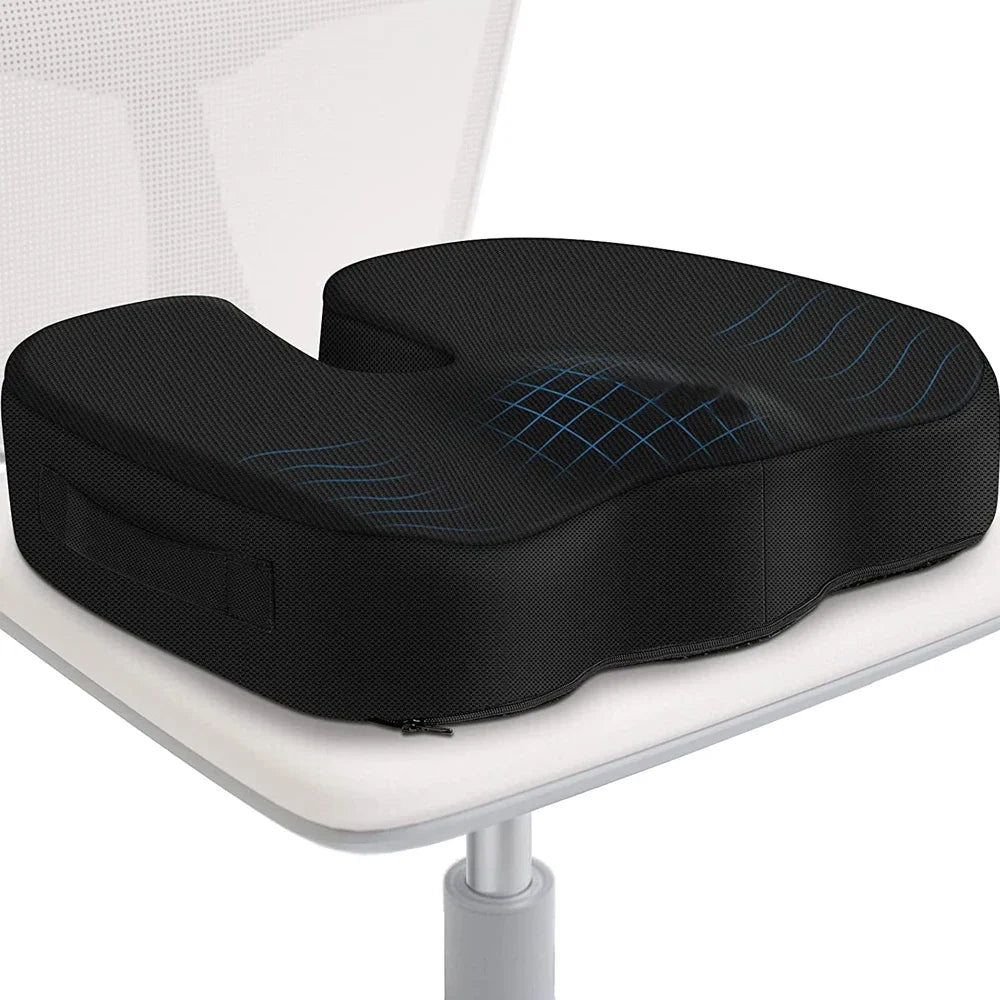 U-Shaped Memory Foam Coccyx Seat Cushion – Tailbone Pain Relief Pillow for Chair, Car & Office Use