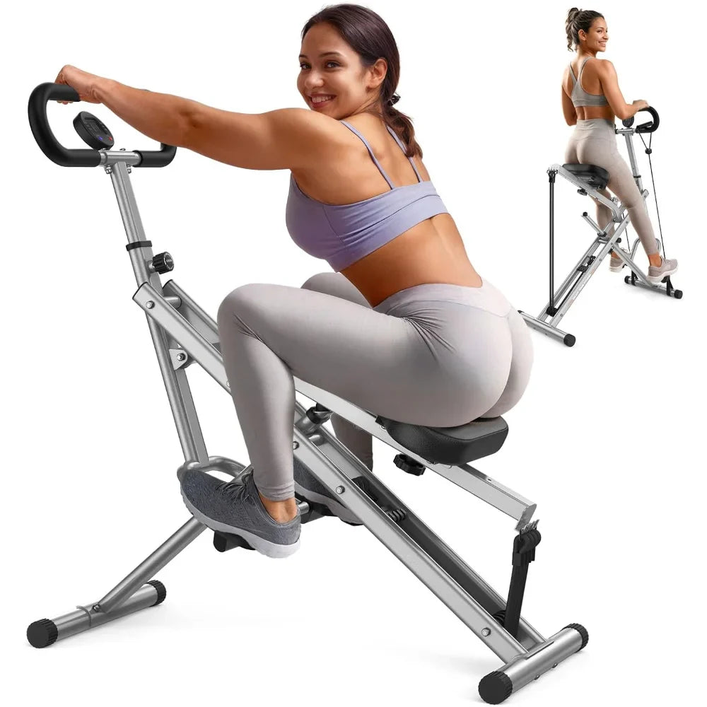 Pink Foldable Squat & Rodeo Core Exercise Machine – Home Fitness Equipment with 4 Adjustable Resistance Bands, 330lbs Capacity