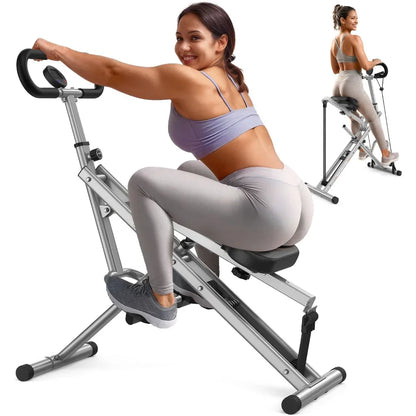 Pink Foldable Squat & Rodeo Core Exercise Machine – Home Fitness Equipment with 4 Adjustable Resistance Bands, 330lbs Capacity