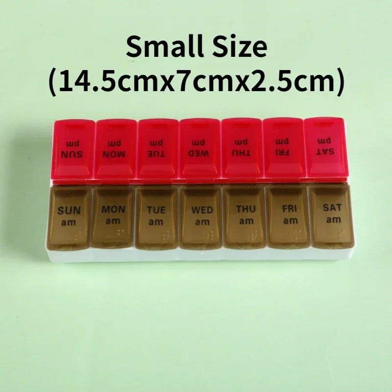 Weekly Travel Pill Organizer Box – 7-Day Portable Medicine & Vitamin Storage with 14 Grid Compartments