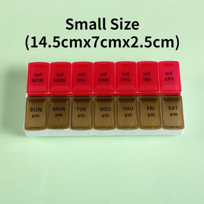Weekly Travel Pill Organizer Box – 7-Day Portable Medicine & Vitamin Storage with 14 Grid Compartments