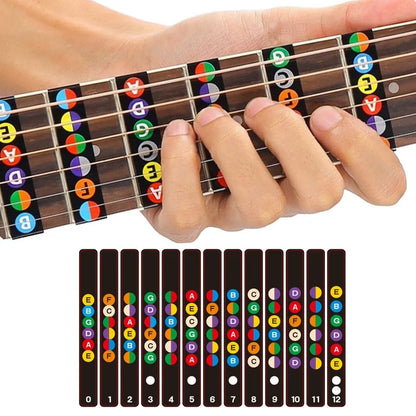 Guitar Fretboard Note Stickers – 6-String Fingerboard Map Labels for Beginner Guitarists