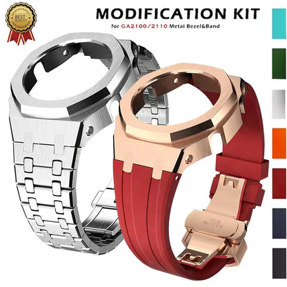 Gen4 Mod Kit for Casioak GA2100/2110 – Metal Bezel, Rubber Watch Case & Stainless Steel Strap
