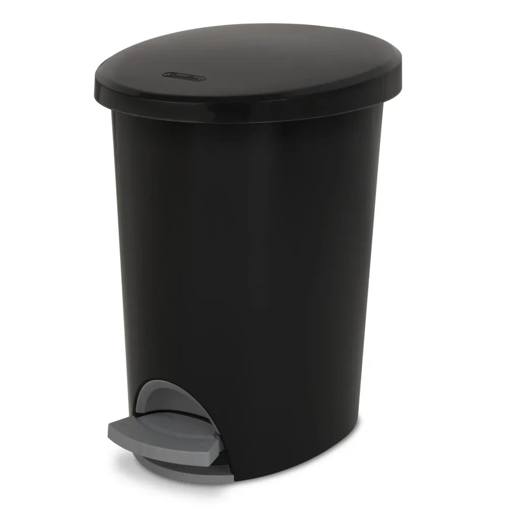 2.6 Gallon Hands-Free Step-On Trash Can — Narrow Plastic Wastebasket for Bathroom, Kitchen & Bedroom