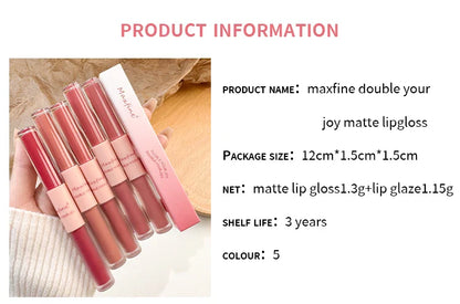 Double-End Lip Glaze – Glossy Mirror & Matte Velvet, Long-Lasting Color & Moisture, Anti-Stain Lip Gloss Cosmetic