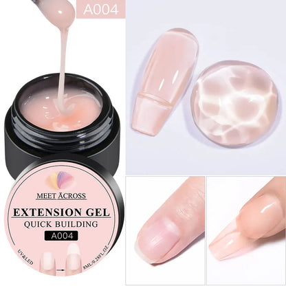 MEET ACROSS 8ML Quick Extension Nail Gel: Nude Milk White UV Gel Nail Polish - Semi-Permanent Nails Art for Manicure Tools