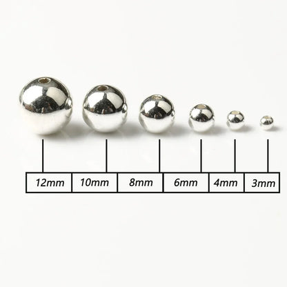 Round Spacer Beads 3–12mm – Gold & Silver CCB Smooth Loose Balls for DIY Bracelet Jewelry Making Accessories