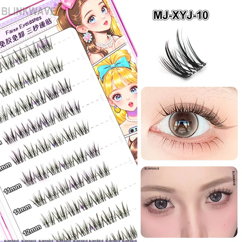 Large Capacity Girls’ Glue-Free False Eyelashes – Natural Wispy Reusable Bottom & Top Lashes, Easy Apply