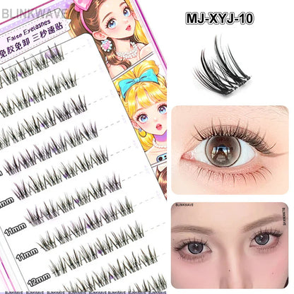Large Capacity Girls’ Glue-Free False Eyelashes – Natural Wispy Reusable Bottom & Top Lashes, Easy Apply