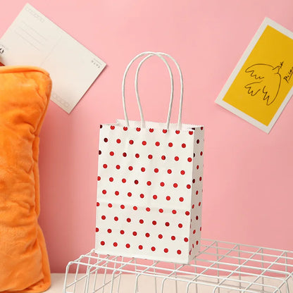 5 Pcs Dot Star Kraft Paper Bags with Handles – Birthday, Wedding & Party Gift Packaging Bags