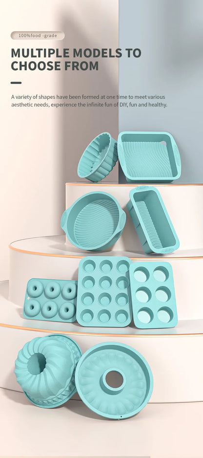 3D Silicone Cake Mold Decorating Tool for Pastry, DIY Cake Pan, Fluted Tube Pan and Airfryer Bakeware Accessories