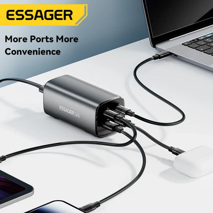 Essager 100W GaN USB-C Charger – Fast Desktop Charger with QC 4.0/3.0 PD for MacBook, iPhone 15, Samsung, Laptop & POPC