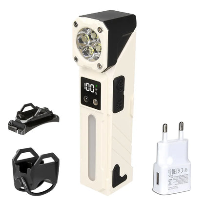 High-Power LED EDC Flashlight – Rechargeable Pocket Torch with RGB, Magnet & Clip for Camping & Fishing