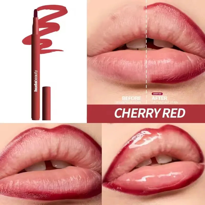 Velvet Brown Lip Liner - Nude Matte Waterproof Cherry Red Lip Contour Pencil for Women