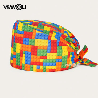 Cartoon Printed Clinical Scrub Caps – Surgery Hats for Men, Nurses & Pet Clinics