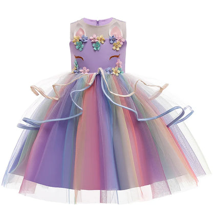 Baby Girls Unicorn Tutu Dress – Pastel Rainbow Princess Birthday & Halloween Costume