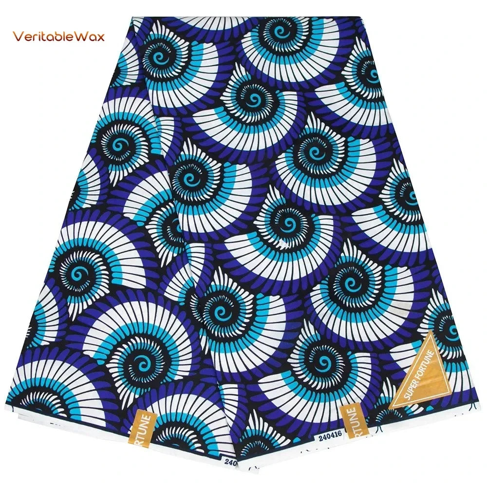 African Ankara Double Print Batik Fabric - Real Wax Patchwork Textile for DIY Sewing, Wedding Dresses & Crafts