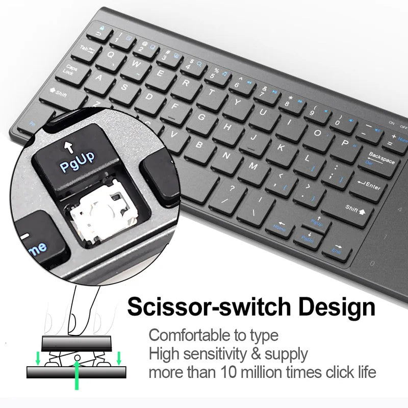 Slim 2.4G Wireless Keyboard with Touchpad — USB Numeric Keypad for Android, Windows, Desktop, Laptop & TV Box