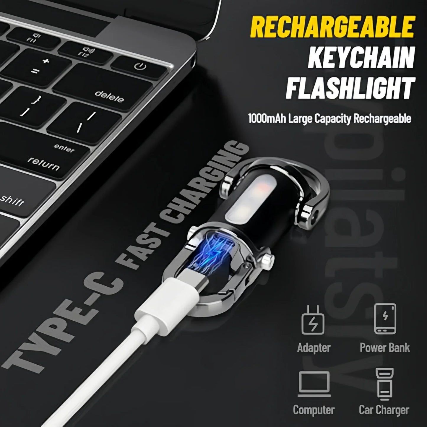 Mini USB Rechargeable LED Keychain Flashlight – Portable Waterproof Pocket Camping Light Keyring Outdoor Survival Gear