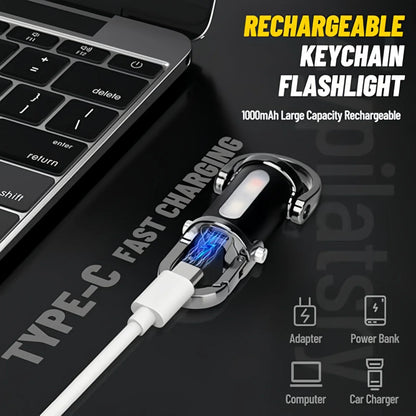 Mini USB Rechargeable LED Keychain Flashlight – Portable Waterproof Pocket Camping Light Keyring Outdoor Survival Gear