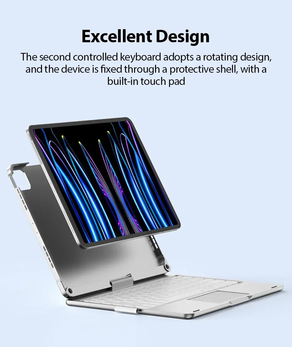 Magic Keyboard Case for iPad Air & Pro – Backlit Keyboard Cover for 11" & 12.9" (2024 M2, 7th-10th Gen)