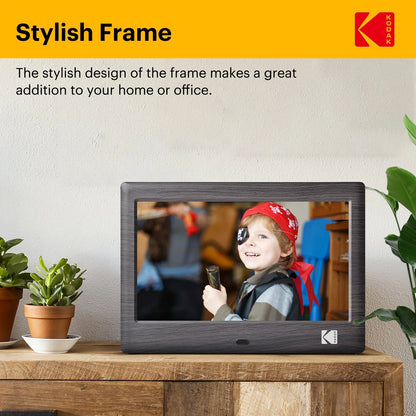 KODAK 7-Inch Digital Photo Frame with Remote – 1024x600 HD Screen, Electronic Album, Video, Music, Clock & Calendar Player