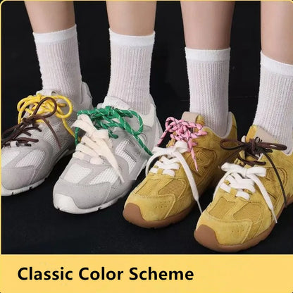 4PCS Vintage DE Leather Shoelaces Set – Round & Flat DIY Sports Casual Shoe Laces Combination