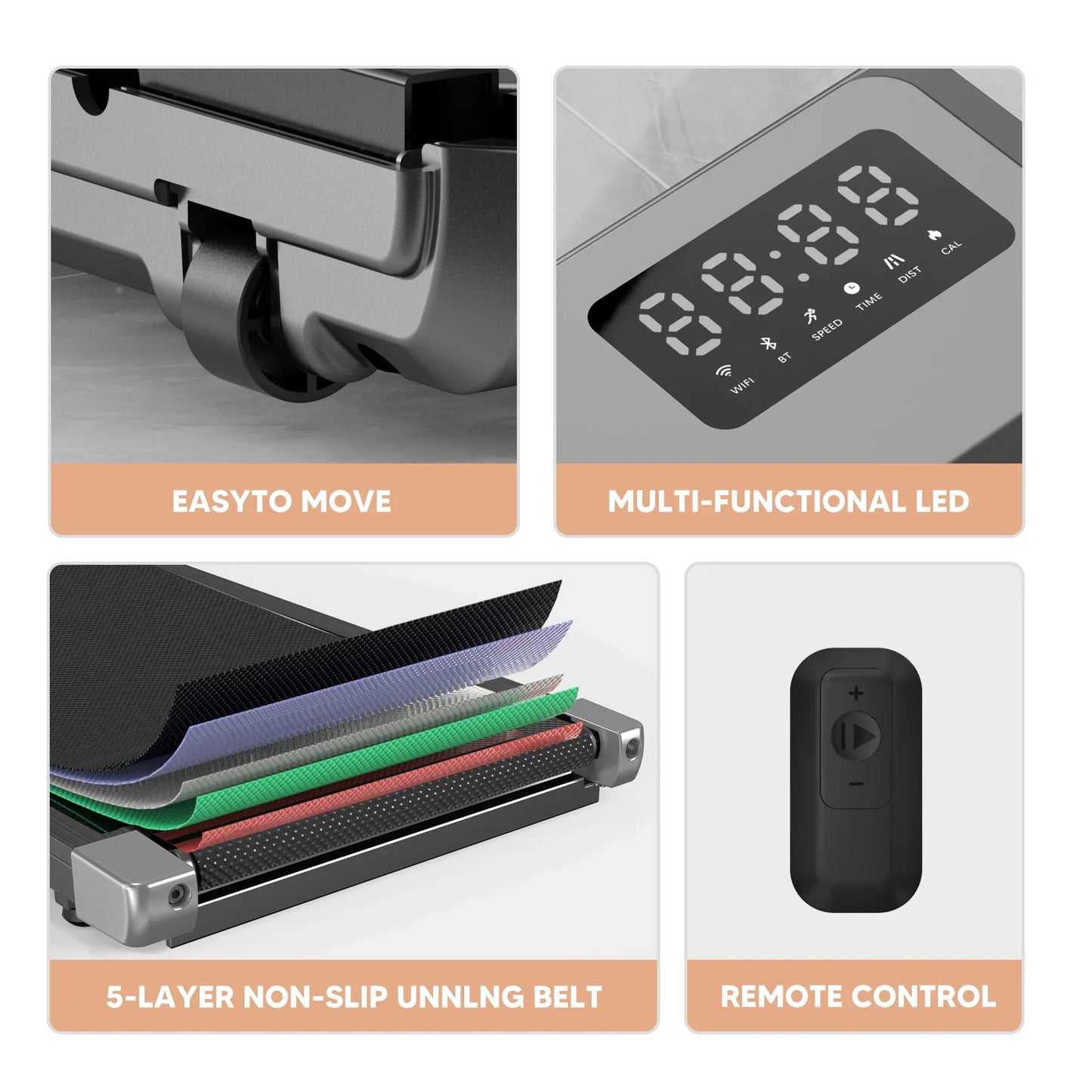 2-in-1 Run & Walking Pad – Small Under-Desk Treadmill for Home & Office, Quiet 45dB Portable Mini Treadmill with LED Display