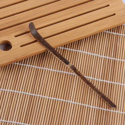 Small Bamboo Tea Sticks – Matcha Spoon, Black Bamboo Wood Tea Shells Leaf Spatula, Handmade Spice Kitchen Tool Teaware