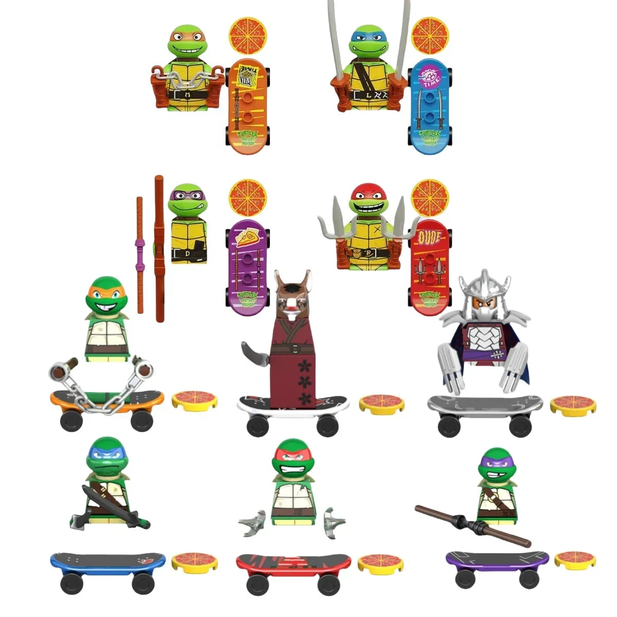 KDL831 Mini Action Figure Building Blocks – Leo, Raph & Don Weapons Movie Bricks MOC DIY Toys for Kids