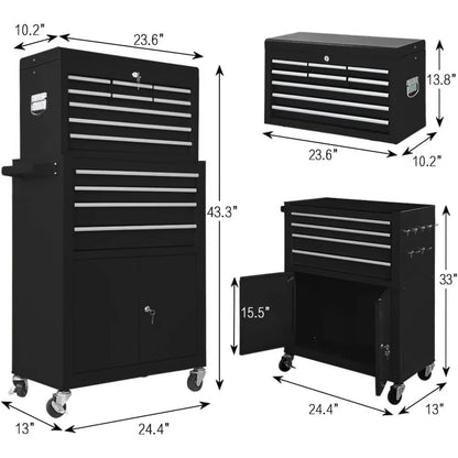 13-Drawer Tool Chest with Wheels & Double Door – Large Detachable Mechanic Toolbox with Sliding Drawers for Garage Storage