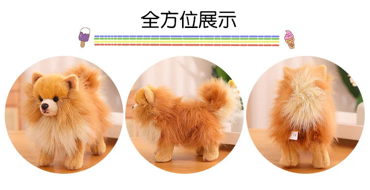 Realistic Pomeranian Plush Toy - Cute Soft Stuffed Puppy for Kids, Girls, Xmas Gifts & Home Decor