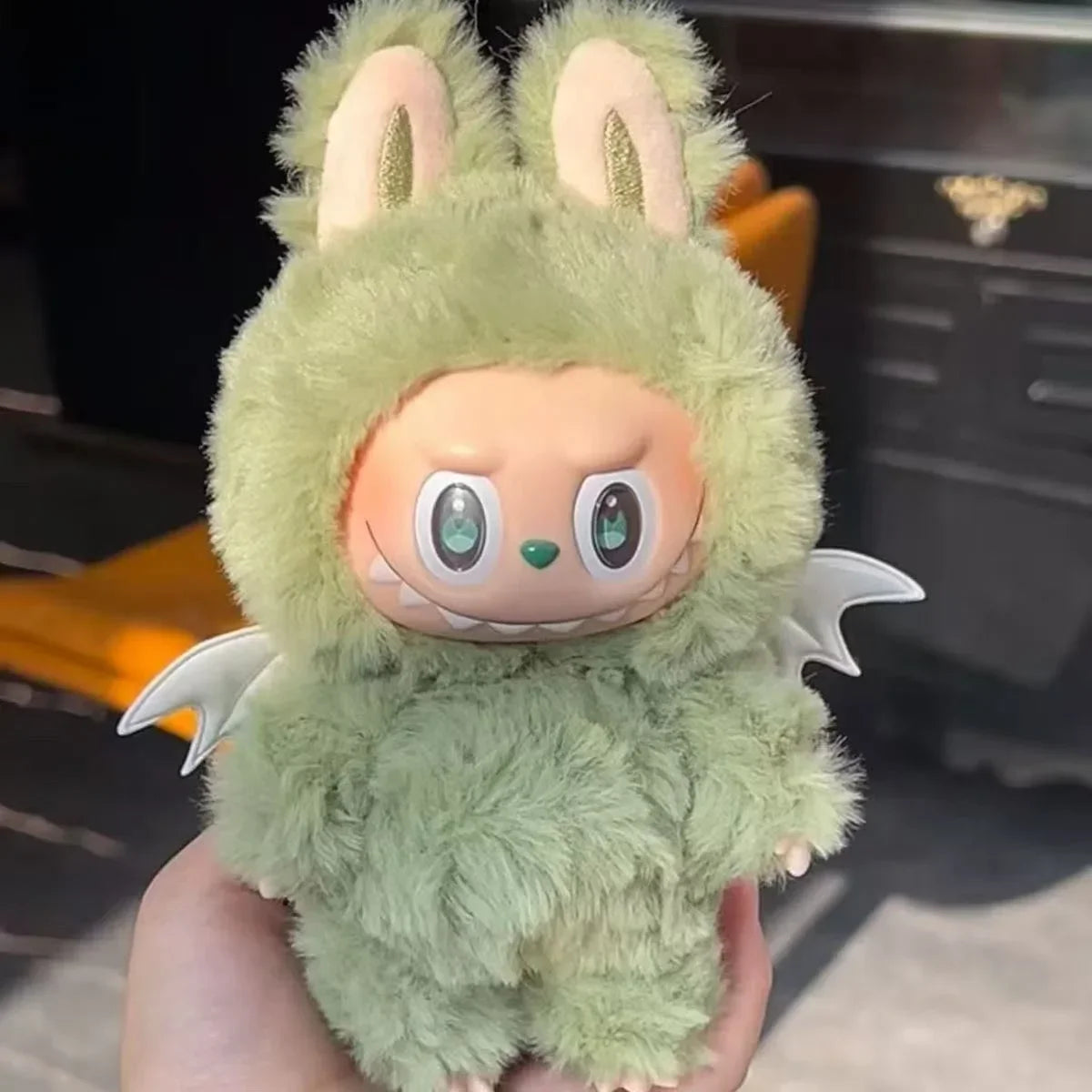 Labubu Little Angel Doll Clothes – Pink, White & Green Rabbit Plush Cotton Outfit Set