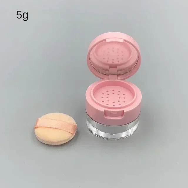 Portable Mini Loose Powder Container 3g/5g – Empty Cosmetic Jar with Sieve & Mirror Travel Makeup Case