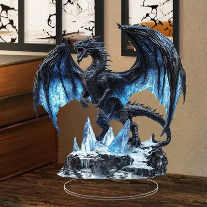 Black Dragon Lightning Acrylic Plaque - 2D Decorative Display Sign for Home, Office, Cafe & Studio
