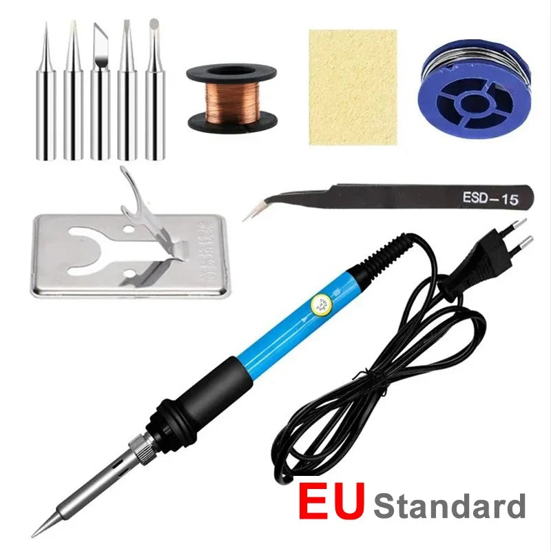 60W Adjustable Temperature Soldering Iron - 110V/220V Electric Welding & Repair Tool
