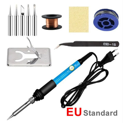 60W Adjustable Temperature Soldering Iron - 110V/220V Electric Welding & Repair Tool