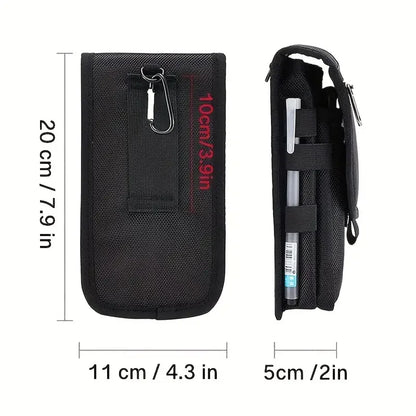 Versatile Flip Phone Bag: 3-Compartment Men's Belt Loop Pouch for Casual Use - Large Capacity Wallet & Pen Insertion