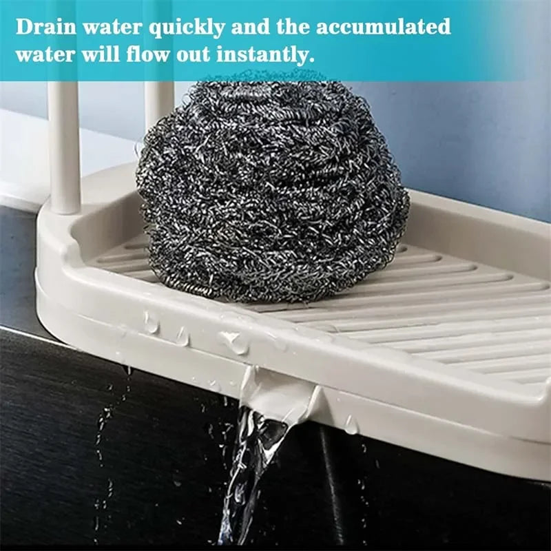 Kitchen Sink Drain Rack — Storage Basket for Sponge, Rag, and Wire Ball, Kitchen Accessories Shelf