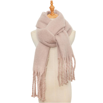 Luxury Women’s Winter Scarf – Cashmere Pashmina Shawl Wrap, Thick Soft Solid Tassel Scarf Long Stole