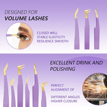 AILEISHI Eyelash Tweezers — Stainless Steel High Precision Anti-Static Extension Tool
