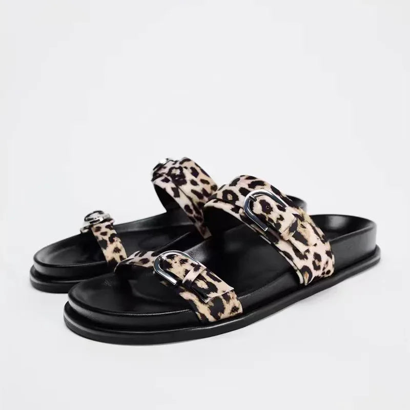 Women’s 2025 Summer Platform Sandals – Leopard Print Open Toe Beach Shoes Casual Plus Size Fashion Footwear