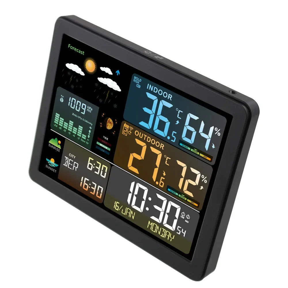 Digital Weather Station Clock - Indoor/Outdoor Temperature & Humidity Meter with Weather Forecast Wireless Table Clock