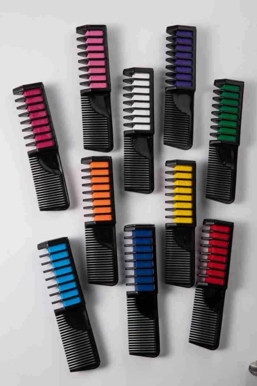 10-Color Hair Dye Comb Set – Multi-Color Disposable Hair Coloring Makeup Toy Kit for Girls